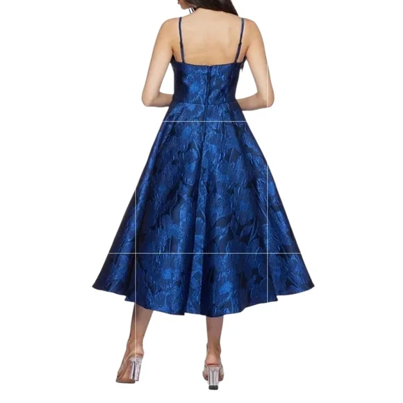 B Darlin Juniors' Sweetheart-Neck Jacquard Fit & Flare Dress Sz 0 Blue NWT Party - Picture 3 of 14